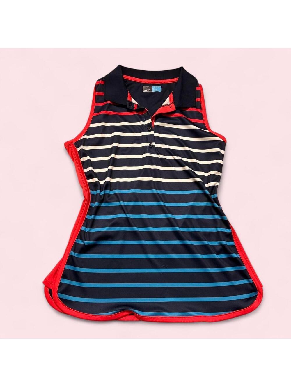 PGA Tour red and blue stripped henley tank